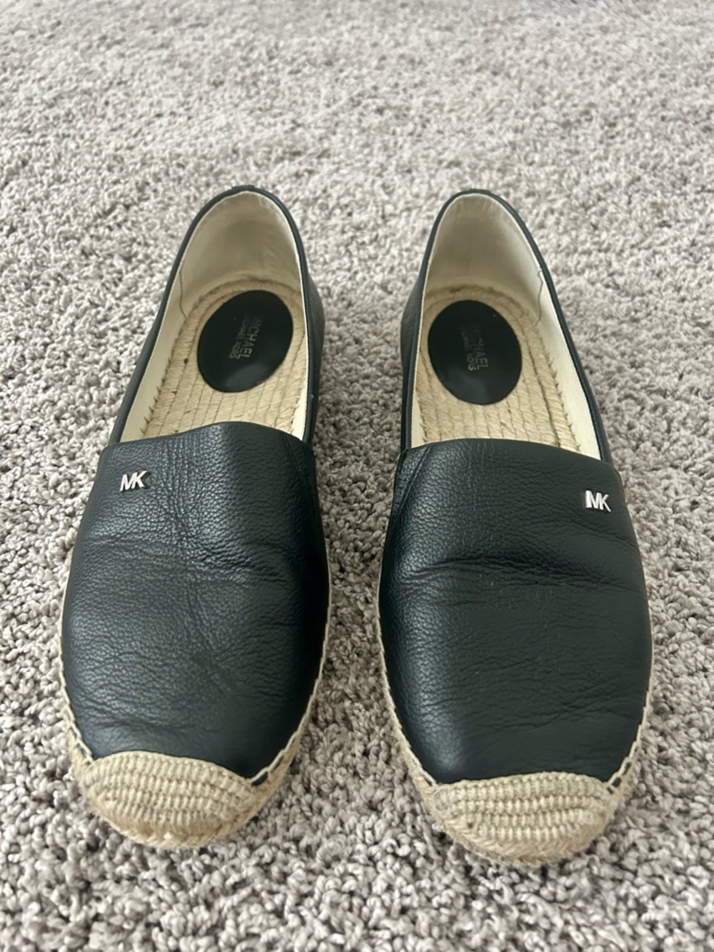 Michael Kors Black Leather Espadrille Slip-Ons